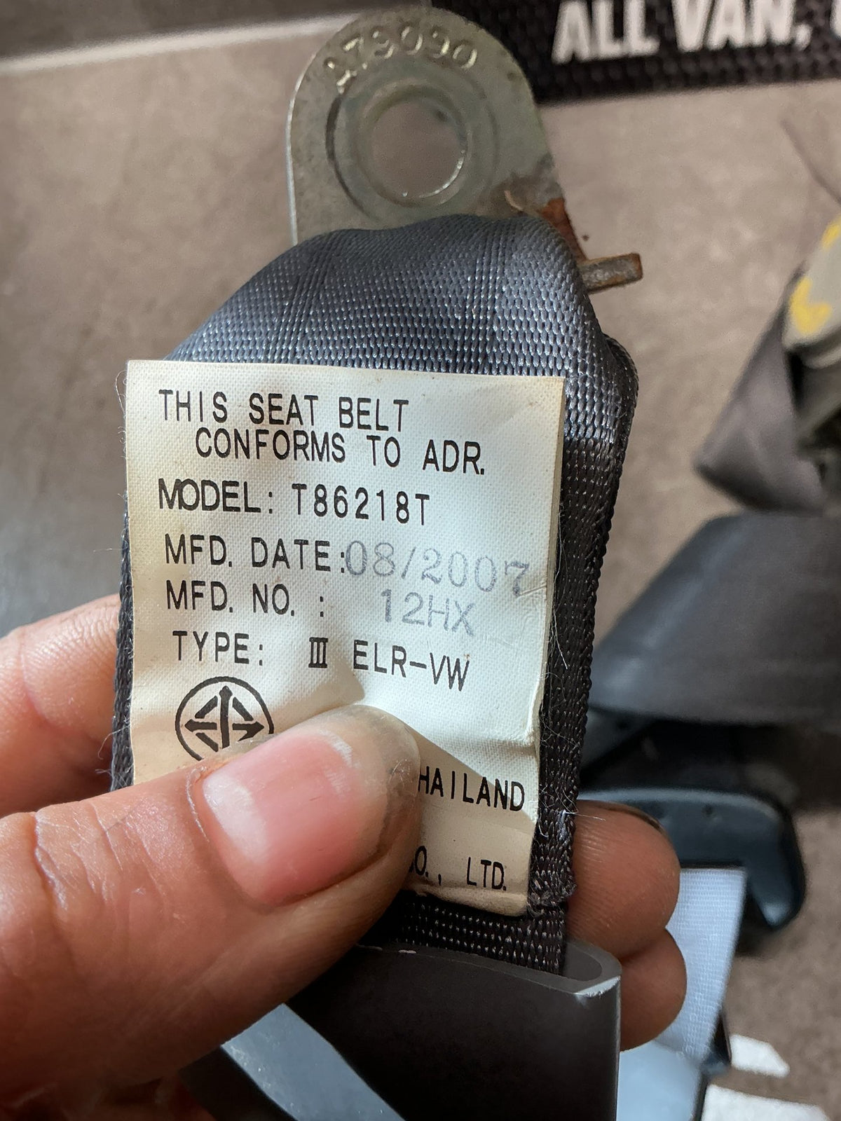 2007 Ford Ranger 9W067- Right Rear Seat belt- (TAG13613)