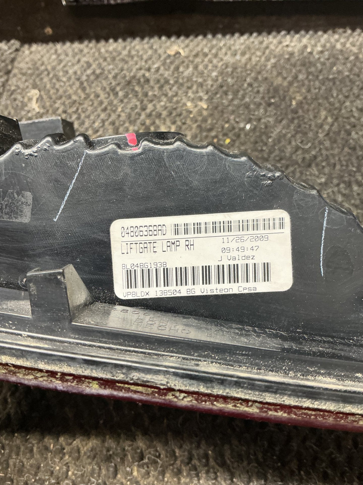 2010 Dodge Journey JC- Right Tailgate Light- (TAG11372) PN: 04806368AD