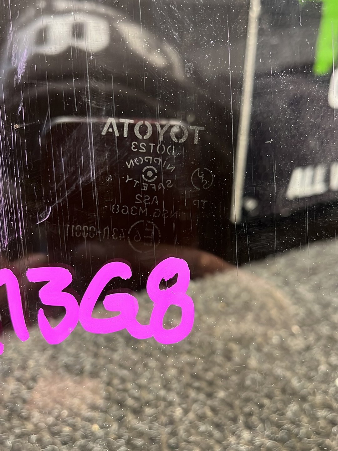 1994 Toyota Hilux II N130- Right Front Door Window- (TAG9493) PN: M3G8