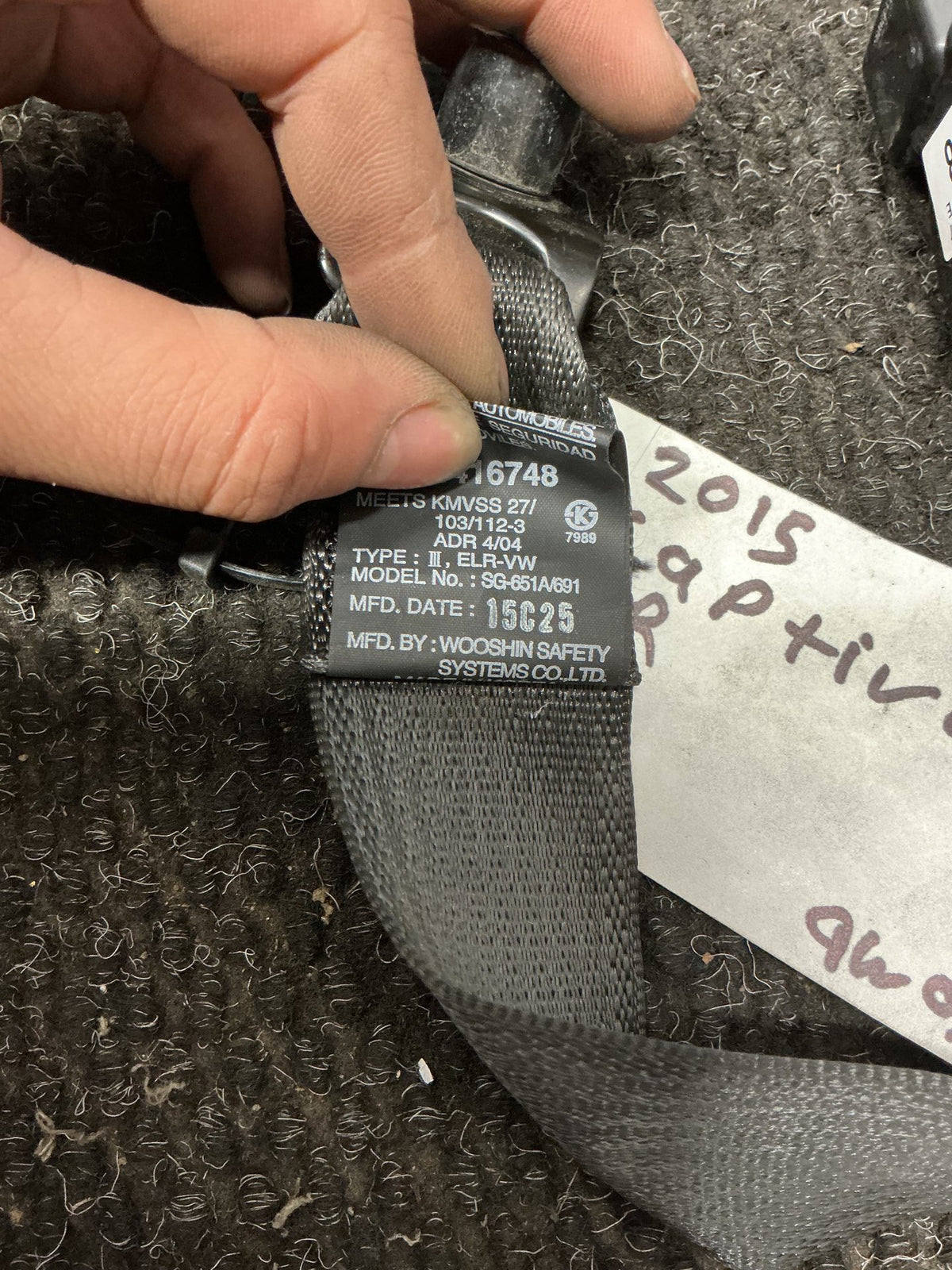 2015 Holden Captiva 7 9W054- Right Rear Seat belt- (TAG10779)