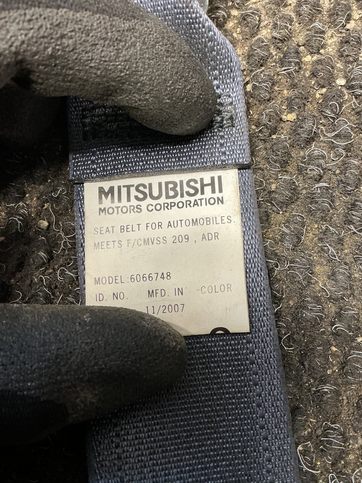 Right Rear Seat belt- (TAG11613), 6066748, 2008, Mitsubishi, Outlander, II CW*W