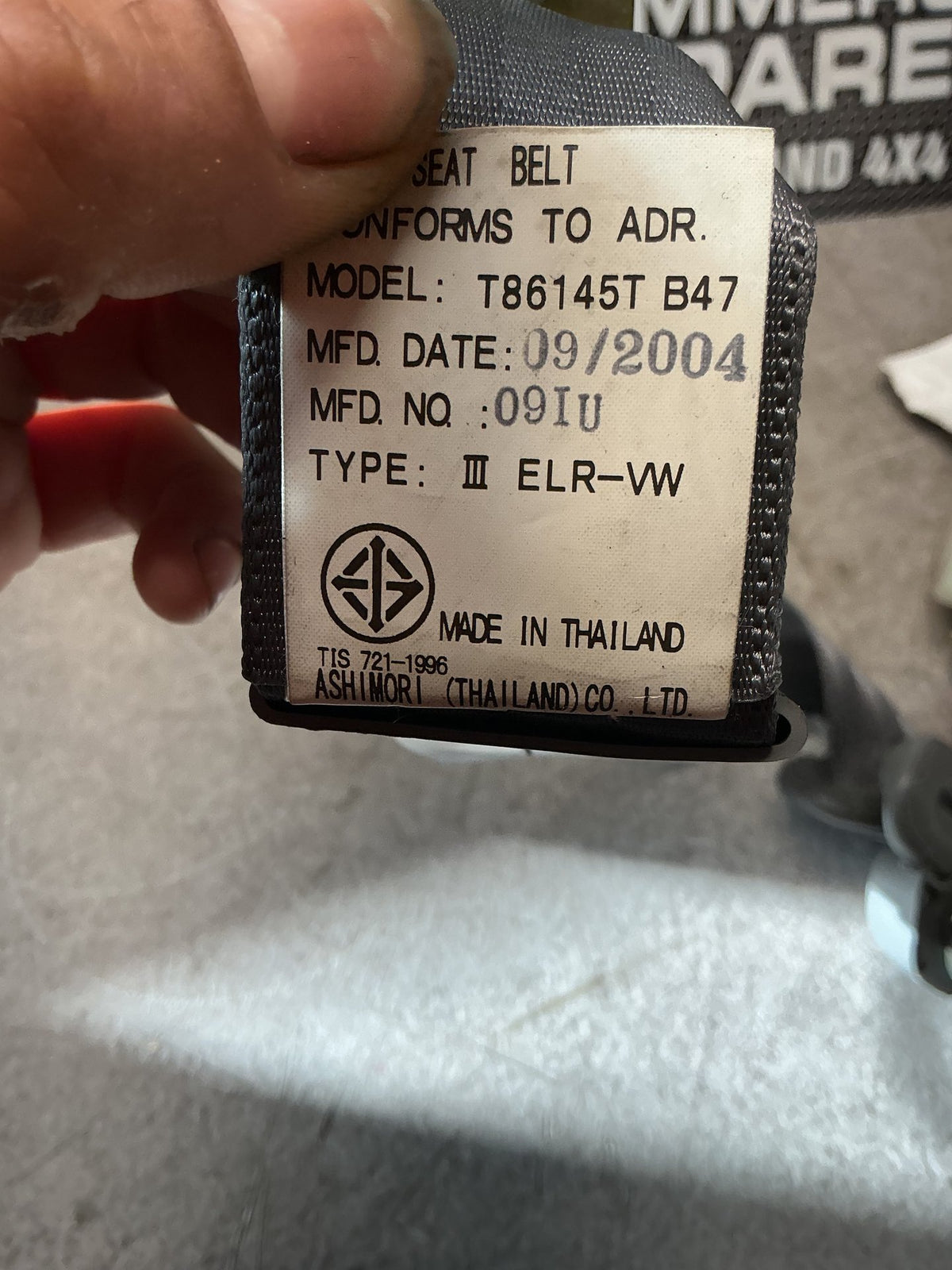 2005 Ford Courier UN- Left Rear Seat Belt- (TAG13610)