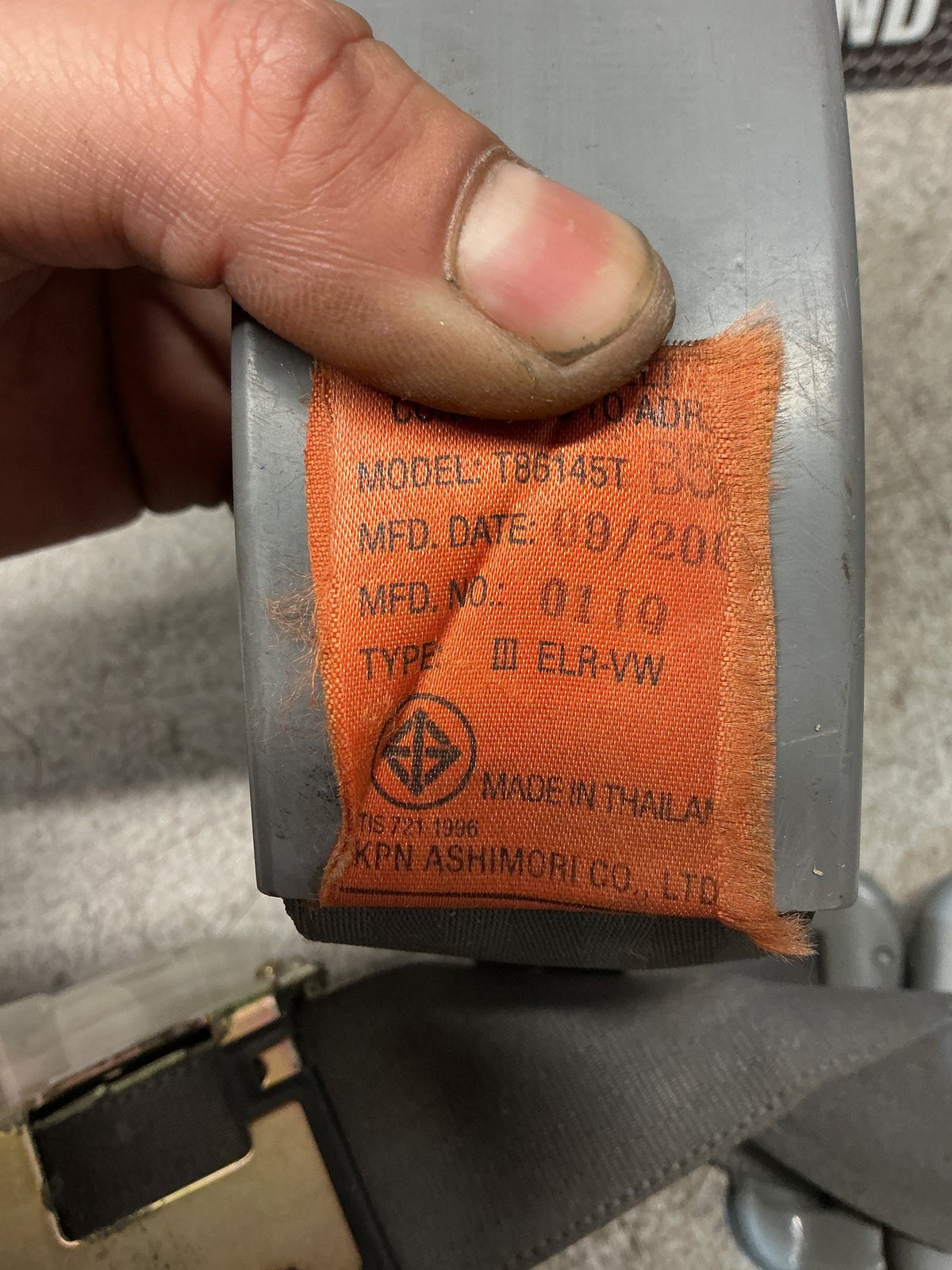 2002 Ford Courier UN- Right Rear Seat belt- (TAG16311)