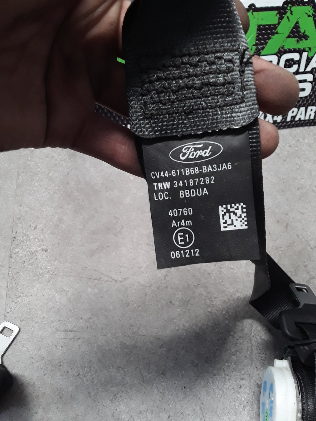 2018 Ford Escape ZG- Right Rear Seat belt- (TAG12386) PN: CV44-611B68-BA