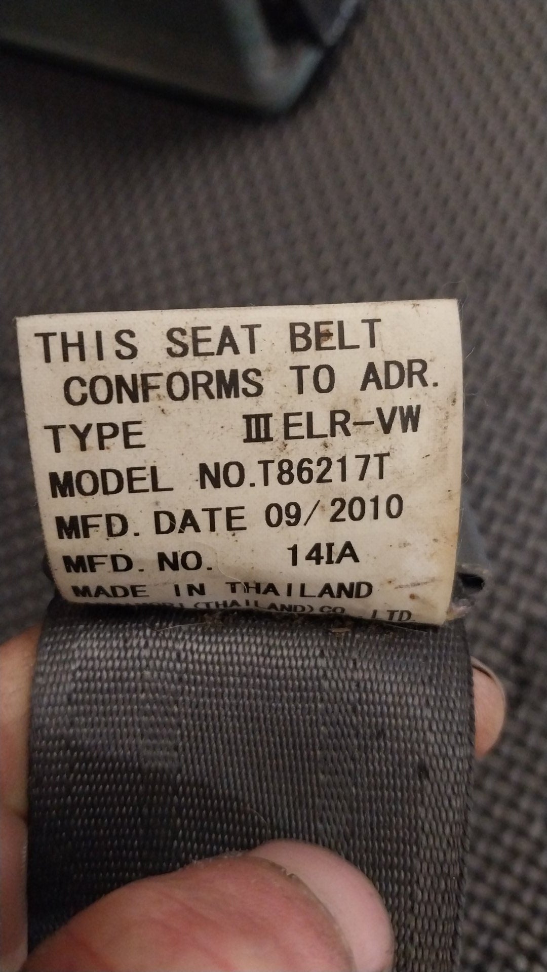 2010 Mazda BT-50 CD UNY0E- Right Rear Seat belt- (TAG286)