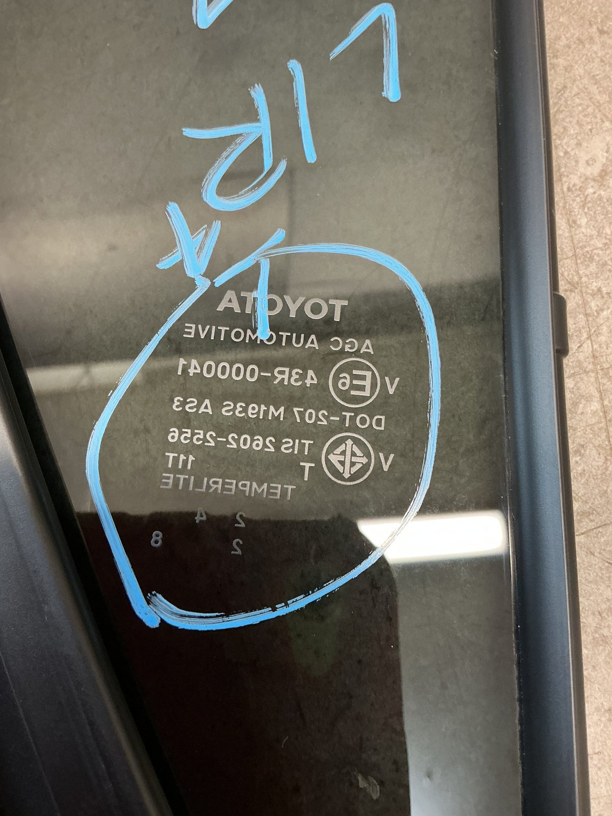 2017 Toyota Hilux SR5- Left Rear Quarter Door Glass- (TAG13781)