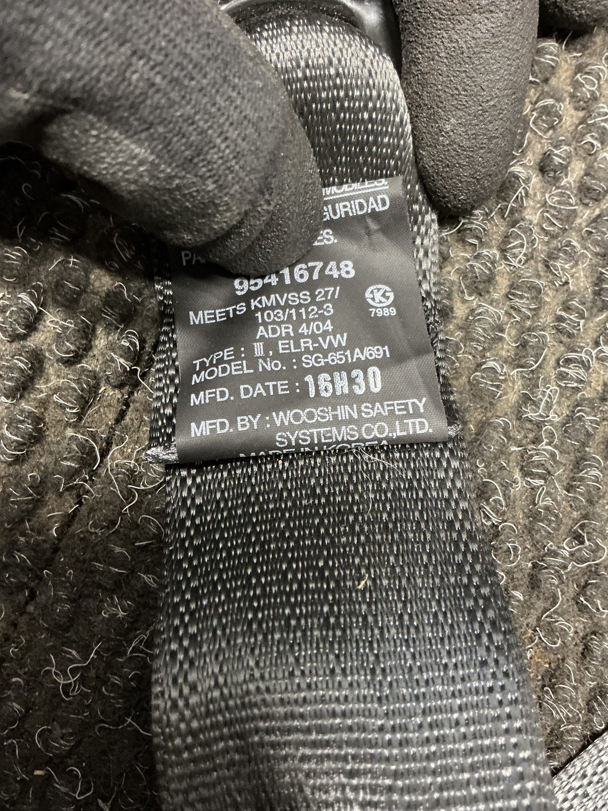 2016 Holden Captiva 7 9W056- Right Rear Seat belt- (TAG10707)