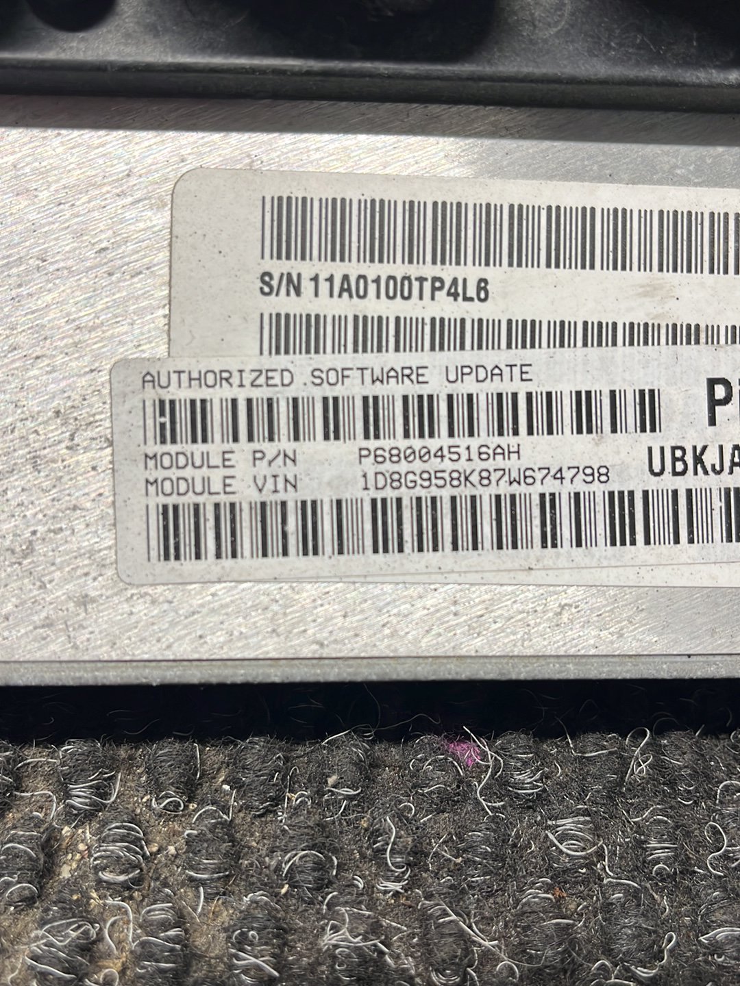 2007 Dodge Nitro KA- ECU- (TAG9387) PN: P68004516AH