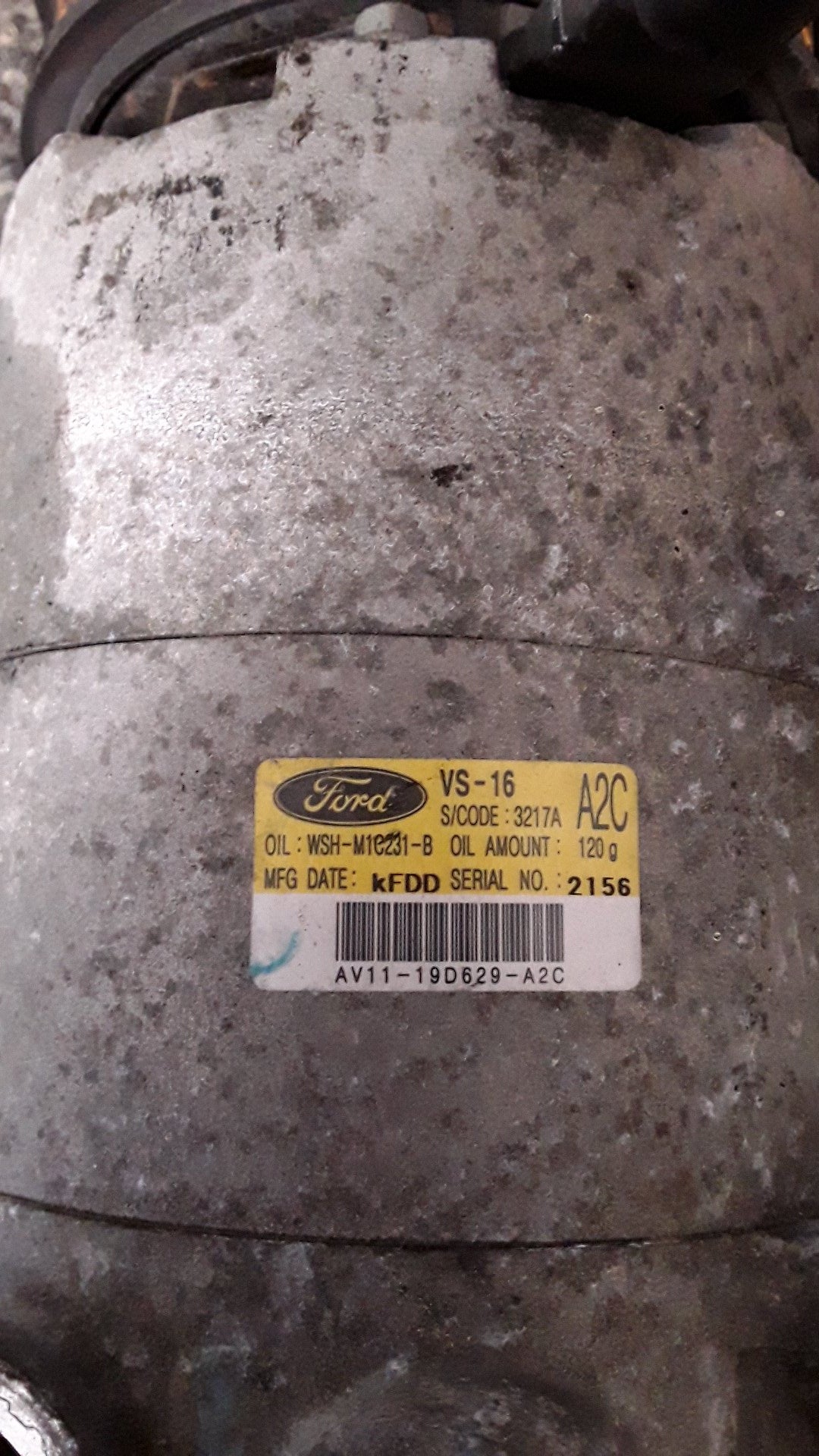 2015 Ford EcoSport TITANIUM 1.5P/6AT/SW- A/C Compressor- (TAG6666) PN: AV11-19D629-A2C