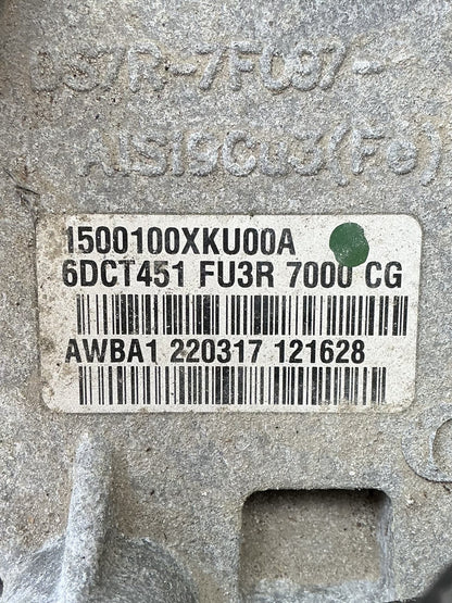 2019 Haval H6- Automatic Transmission- (TAG10093) PN: 1500100XKU00A 6DCT451 FU3R 7000 CG AWBA1 220317 121628