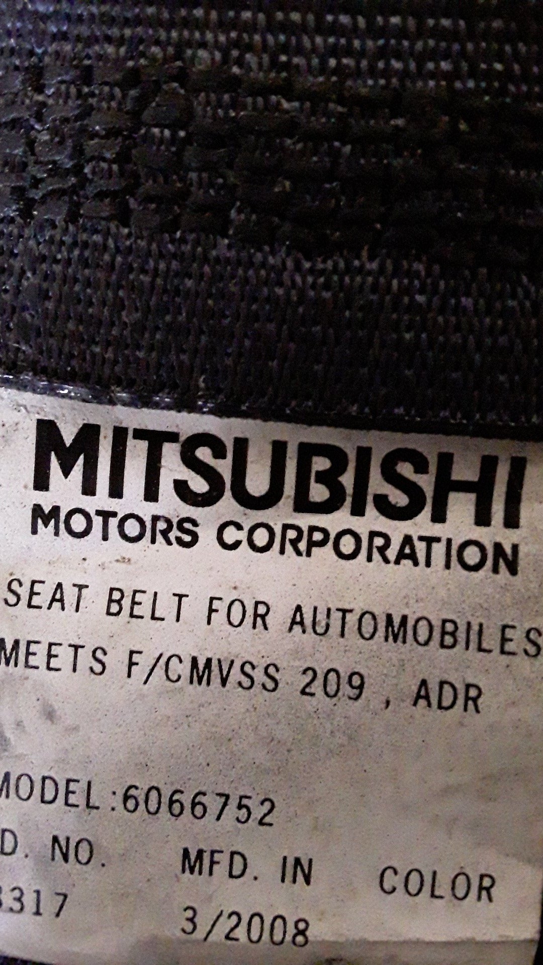 Left Rear Seat Belt- (TAG5837), 6066752, 2008, Mitsubishi, Outlander, II CW*W