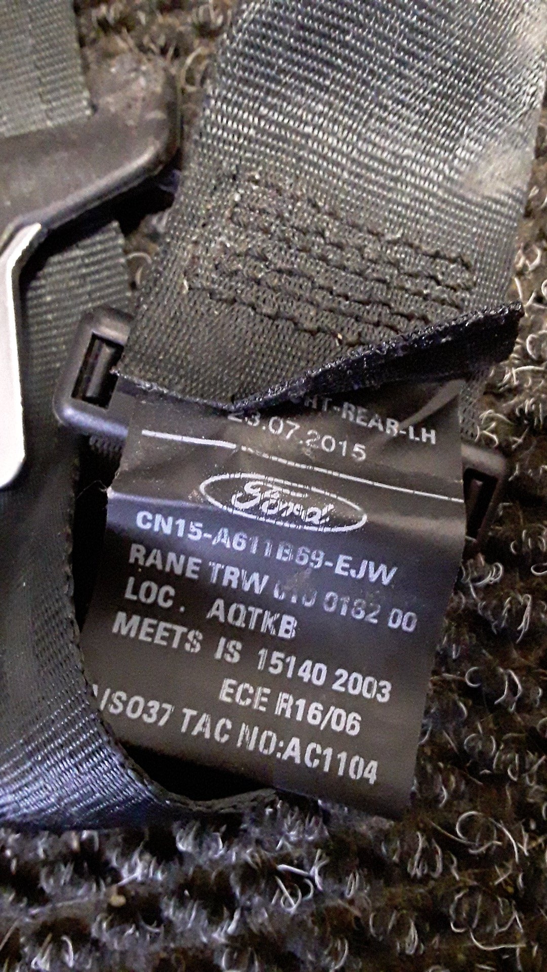 2015 Ford EcoSport TITANIUM 1.5- Left Rear Seat Belt- (TAG6631)