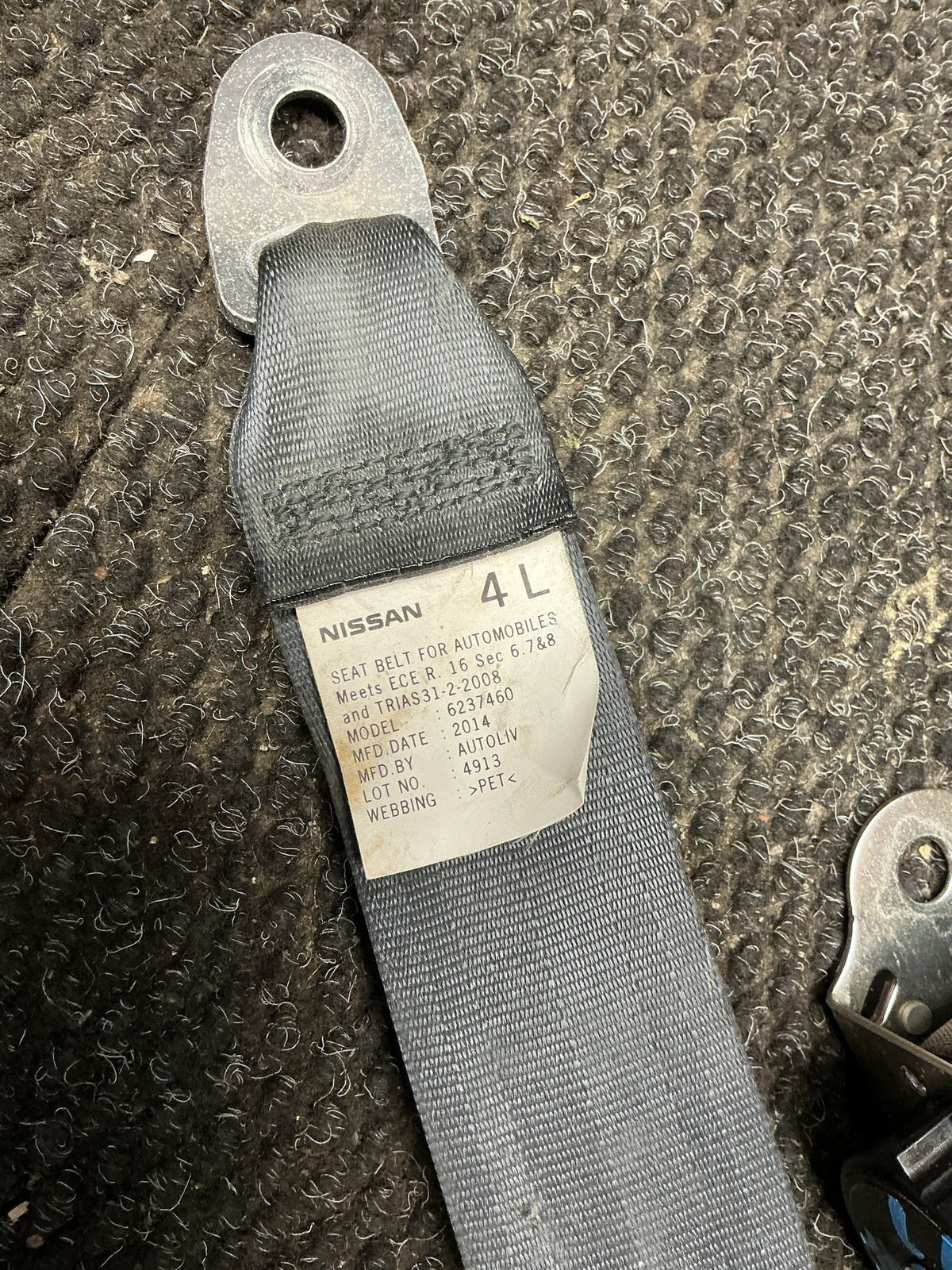 2013-2016 Nissan Serena C26- Left Rear 3RD Row Seat Belt- (TAG9544)