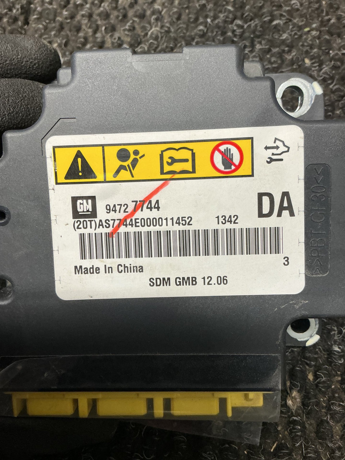 2012 Holden Colorado RG- Airbag Module- (TAG11114) PN: 94727744