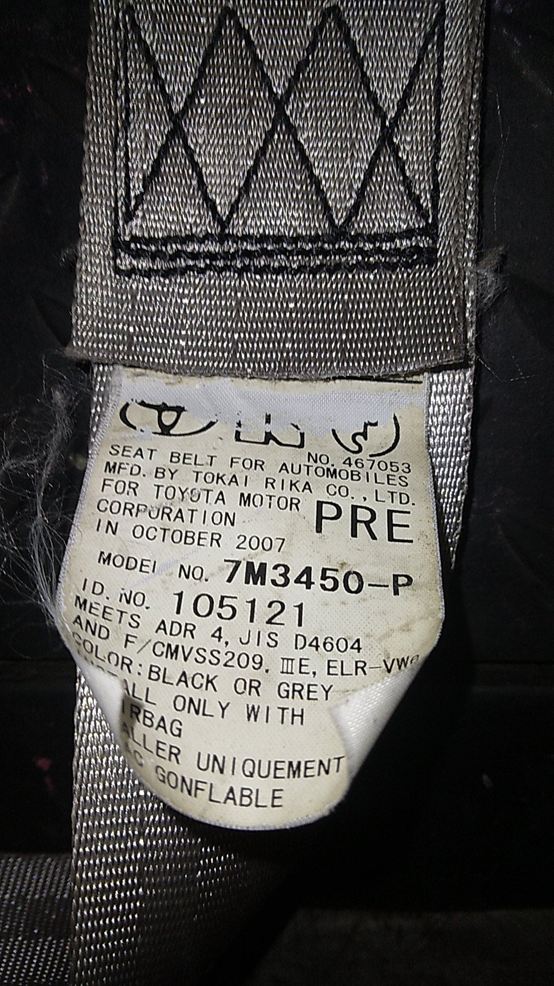 2006 Toyota Estima Estima ACR50- Right Front Seat Belt- (TAG2578)