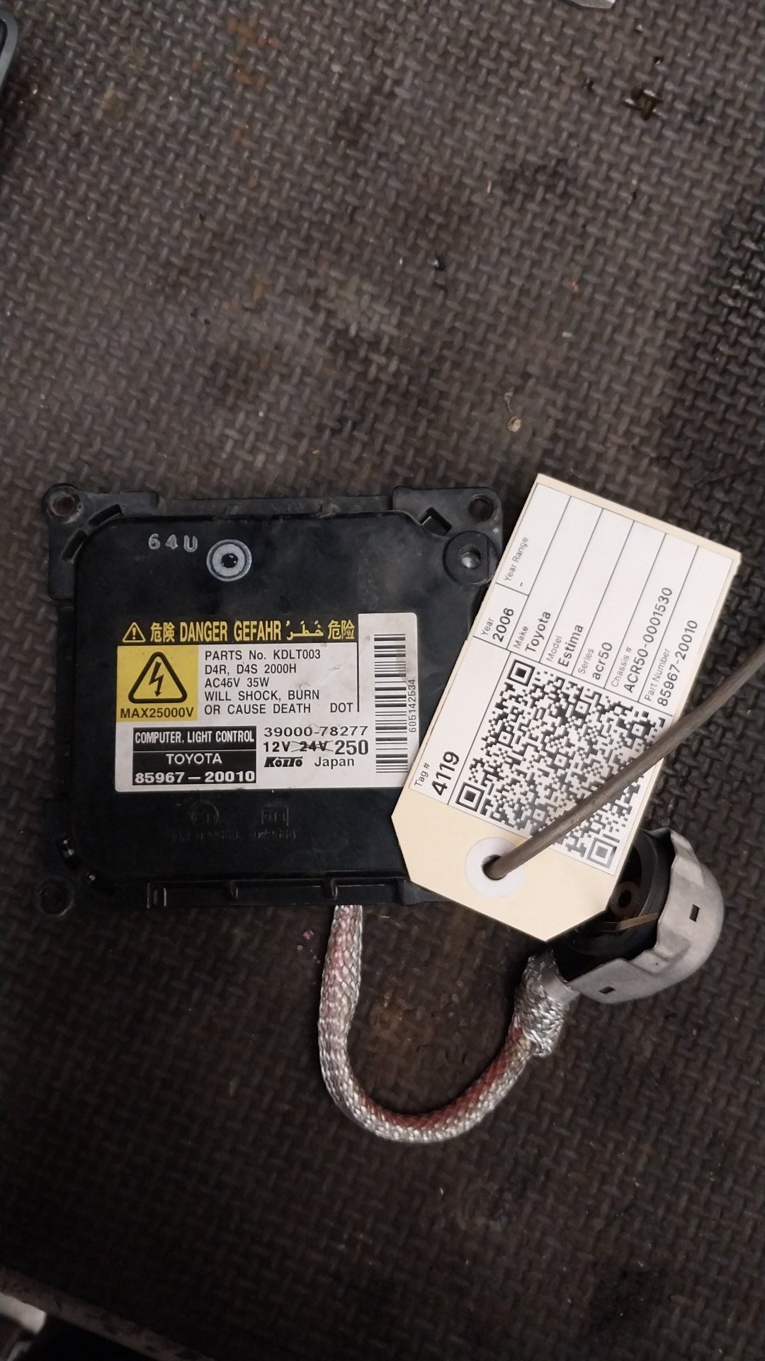 HID Ballast- (TAG4119), 85967-20010, 2006, Toyota, Estima