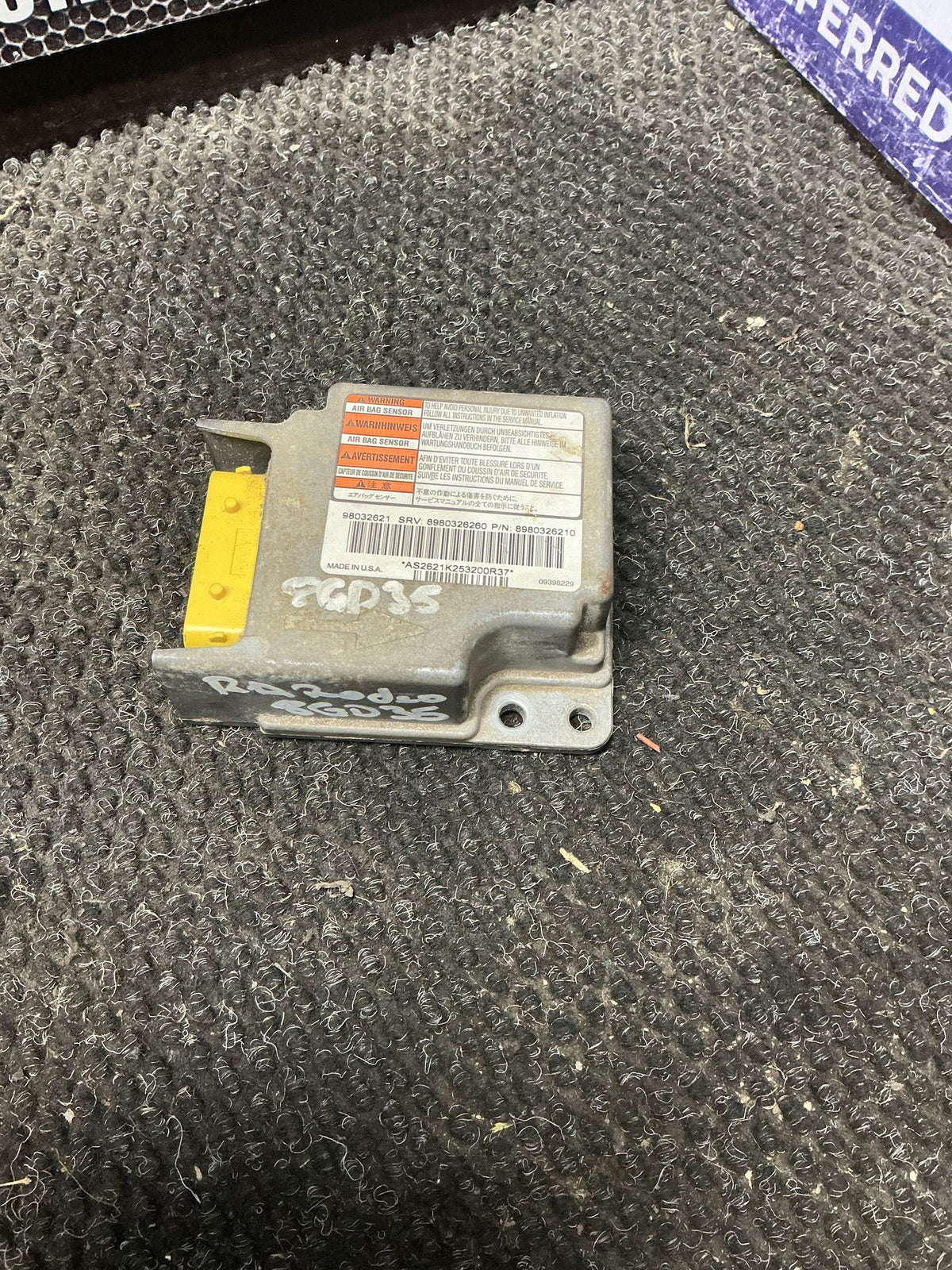 2003 Holden Rodeo RA TFR77- Airbag Module- (TAG11207) PN: 8980326210