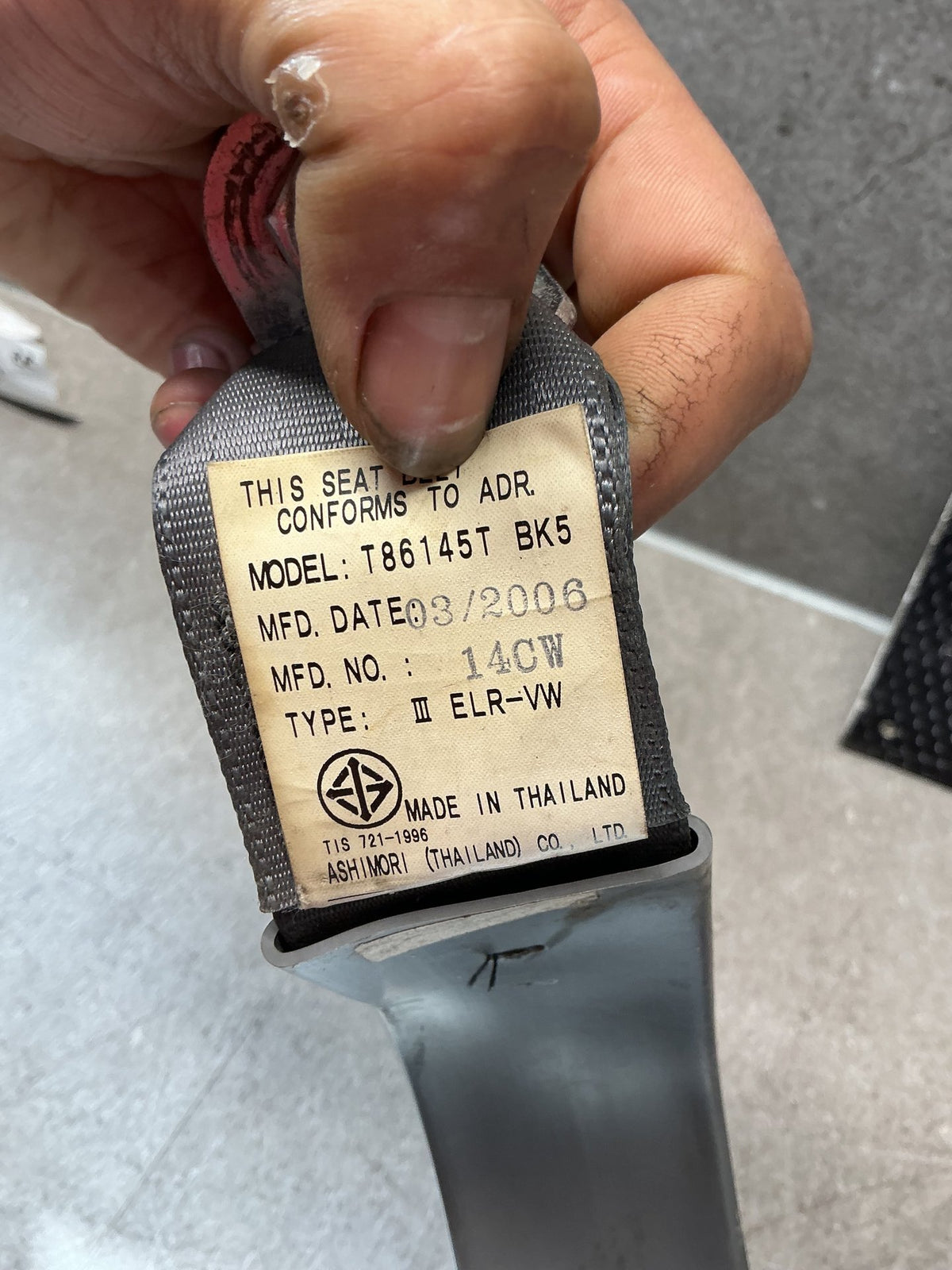 2006 Ford Courier 9W026- Left Rear Seat Belt- (TAG13612) PN: T86145T