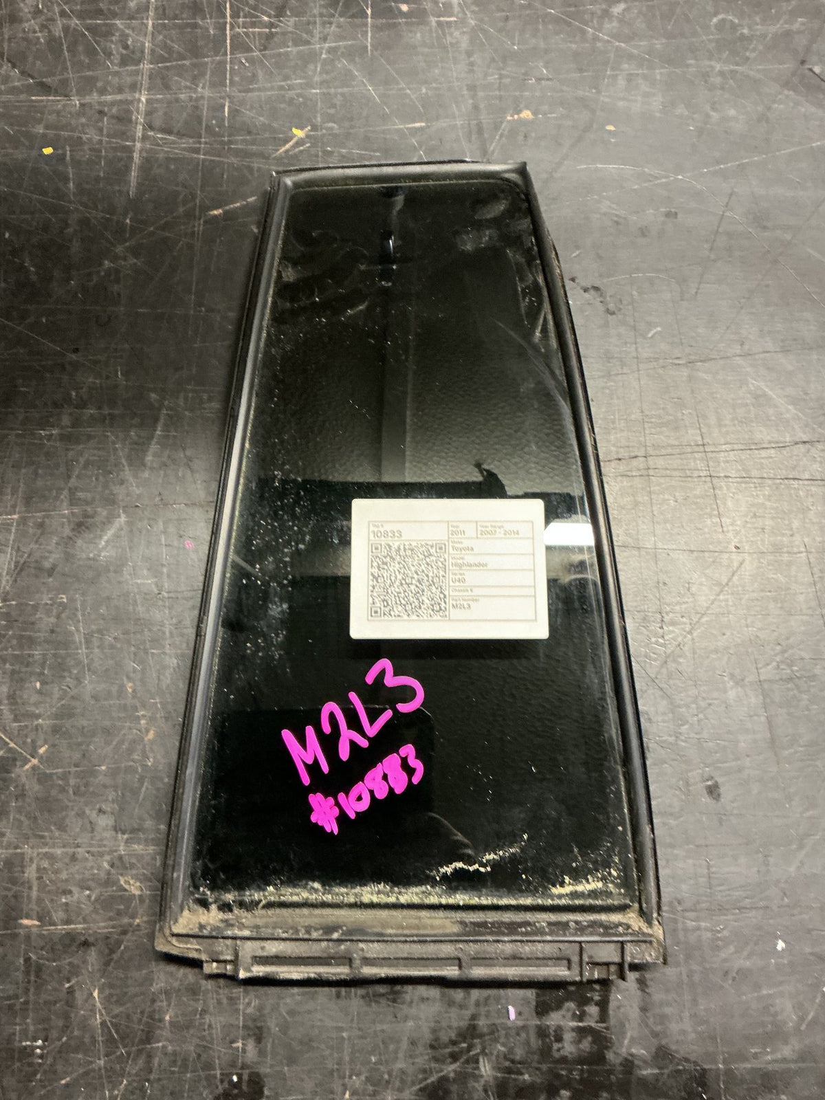2007-2014 Toyota Highlander U40- Right Rear Quarter Door Glass- (TAG10833)