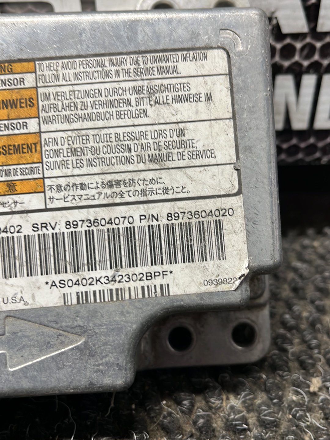 2005 Holden Rodeo- Airbag Module- (TAG9062)