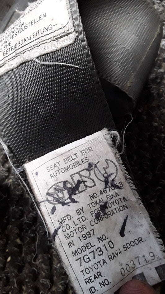 Right Rear Seat belt- (TAG6053), 7G7310, 1997, Toyota, RAV4, A10