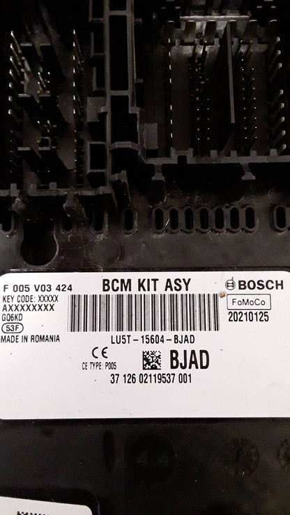 2021 Ford Puma ST-LINE 1.0P/7AT- Body Control Module- (TAG6549) PN: LU5T-15604-BJAD